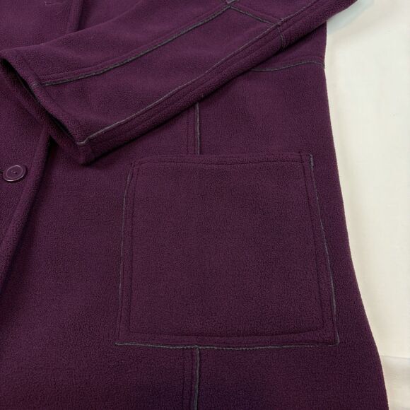 Susan Graver Reversible Full Button-Up Soft Warm Fleece Gray/Magenta Coat - XL - Picture 5 of 12